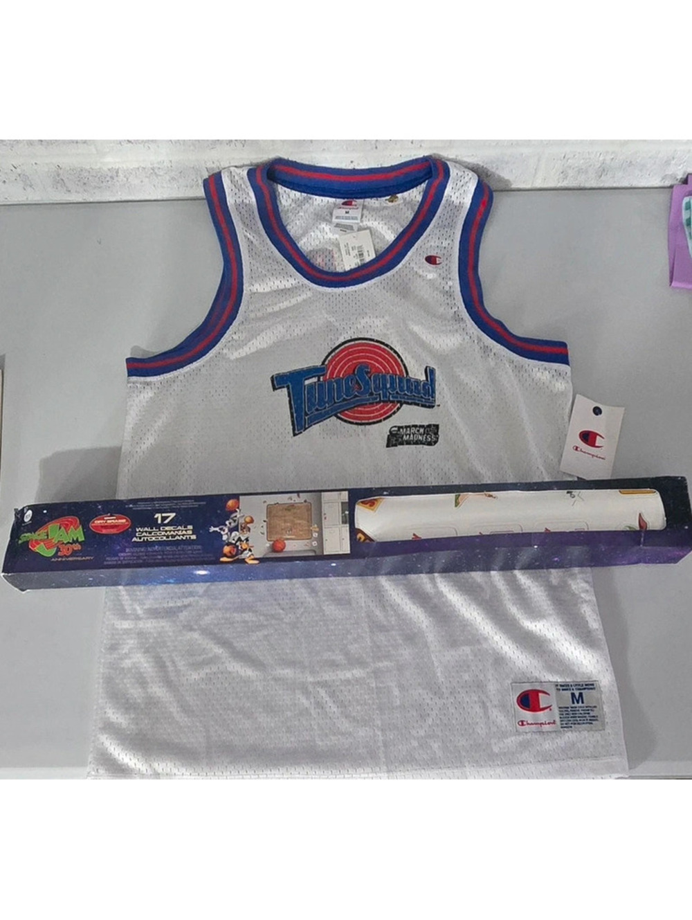 Champion Jersey Bugs #1 & Wall Decals for Space Jam 30th Ann. March Madness Brac